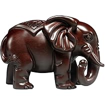 Amazon.co.jp: 黒檀木彫象置物実木質彫刻一対象マホガニーの家